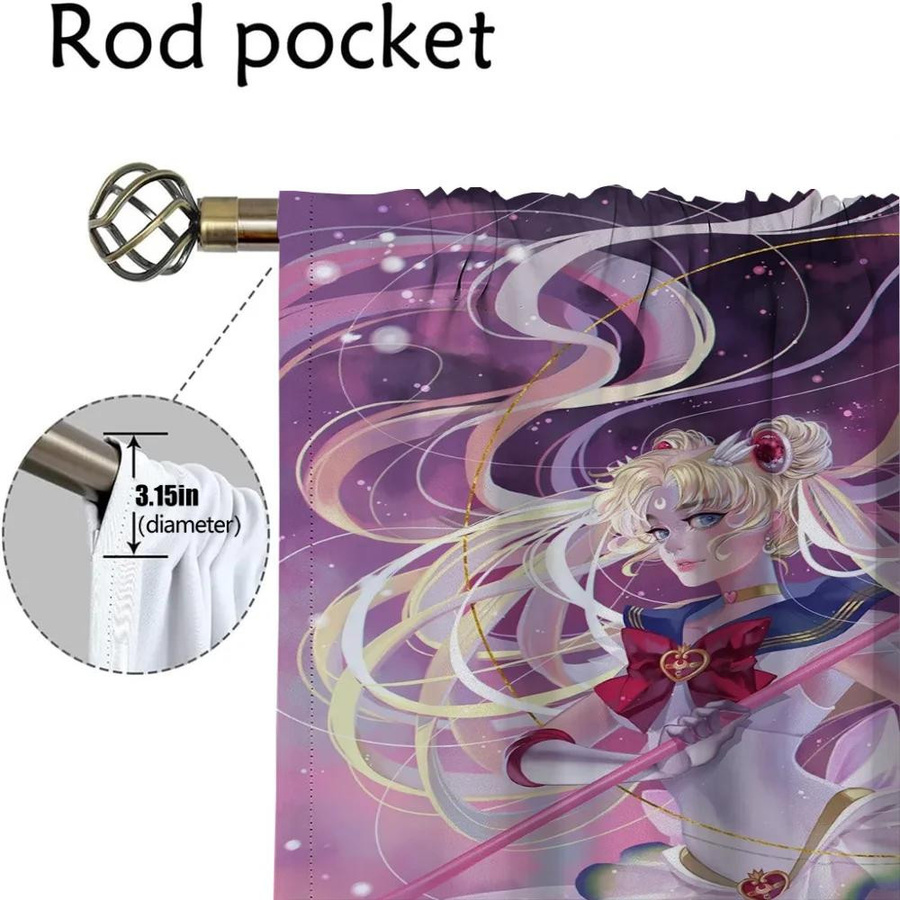 Sailormoon Verdunkelungsvorhang aus Tüll, 2 Paneele, Mehrfarbig, Breite: 50 cm, Höhe: 70 cm - Bild 2