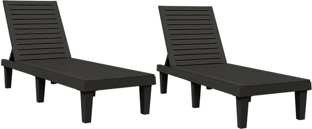 2er-Set vidaXL Sonnenliegen aus Polypropylen in Schwarz, B/T/H: 155 x 58 x 83 cm - Bild 1