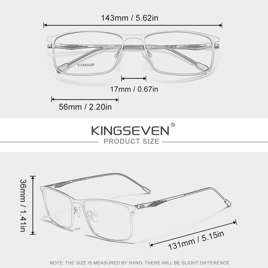 KINGSEVEN Korrektionsbrille, Titan, Vollrand, rechteckig, Unisex - Bild 2