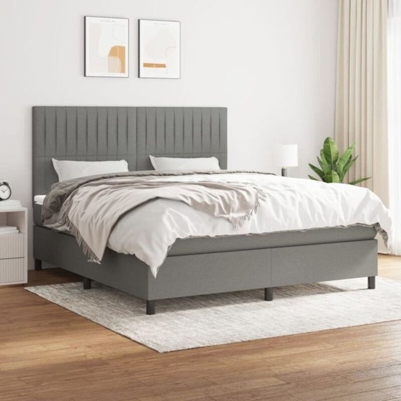 vidaxl Boxspringbett mit Matratze in Anthrazit Grau aus Stoff, B/T: 180 x 200 cm - Bild 1