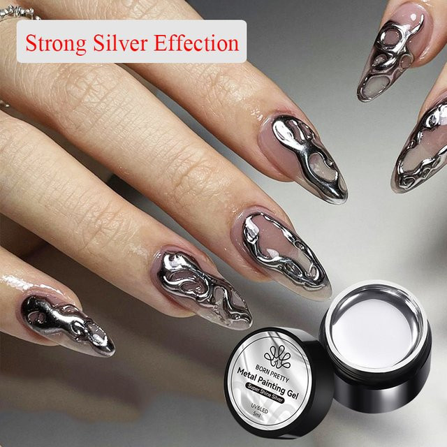 BORN PRETTY Metallic-Nagellack, Silber, 5 ml - Bild 1