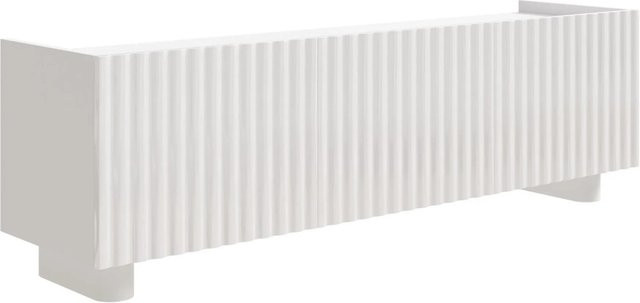 TV-Lowboard Fiorra Selsey 3-türig Weiß Hochglanz mit geriffeltem Design Breite: 144 cm - Bild 1