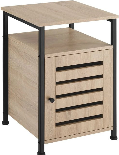 tectake Beistellschrank Industrial Style aus Holz und Stahl in Hellbraun, B/T/H: 40,5 x 40,5 x 60,5 cm - Bild 2