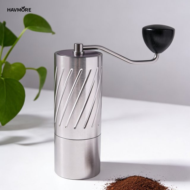 Havmore Handkaffeemühle aus Edelstahl mit konischem 7-Sterne-Mahlwerk in Silber - Bild 1