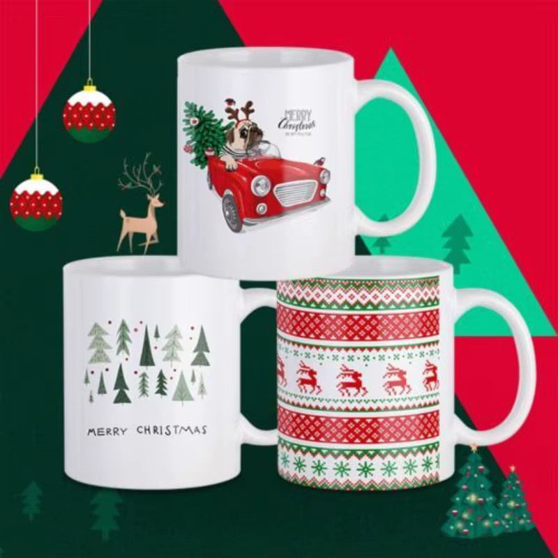HTVRONT Sublimationsbecher aus Keramik, weiße Blanko Kaffeetassen für Kaffee und Tee, 11oz - Bild 3