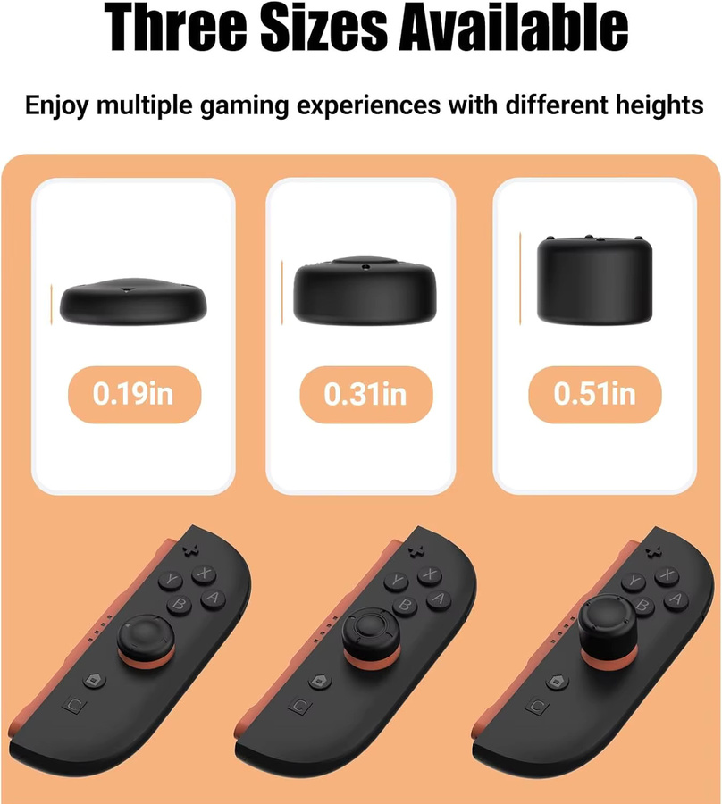 SZKOSTON 6er-Set Daumengriffkappen für Switch 2 Controller – Silikonabdeckungen für Analogsticks mit unterschiedlichen Höhen – Gaming-Zubehör - Bild 2