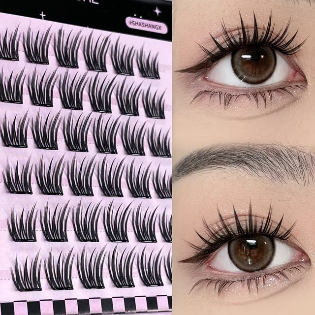 Mixiaohe Kleeblatt-Wimpern, 36 Bündel, Schwarz, 10-13mm - Bild 1