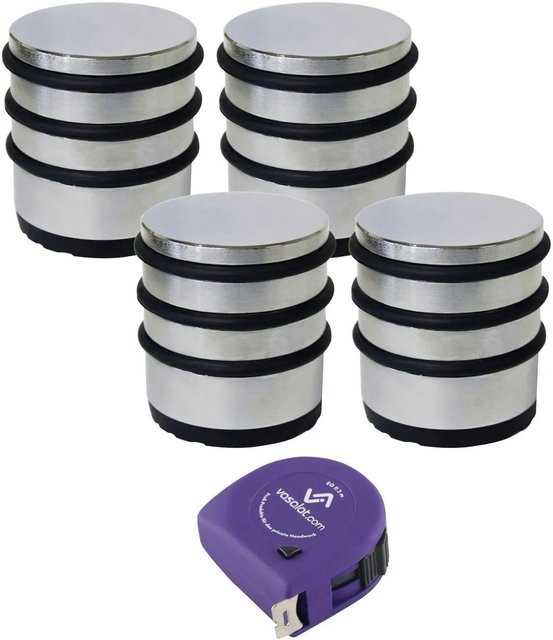 vasalat Set Türstopper schwer Edelstahl geschliffen Silber 4 Stück Ø 65 mm, H 75 mm - Bild 1
