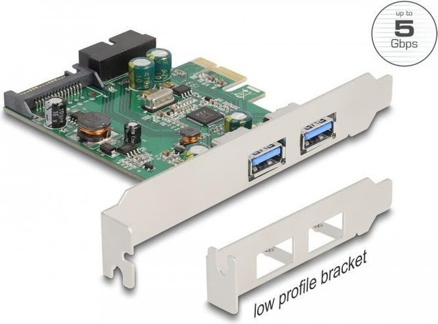 Delock USB-Erweiterungskarte PCIe 2.0 Low-Profile mit USB 3.2 Gen 1 Anschlüssen - Bild 1