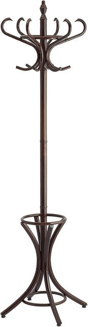 PROREGAL Freistehender Garderobenständer und Regenschirmständer aus Holz mit 12 Haken und drehbarer Krone in Braun, Höhe: 185 cm - Bild 1