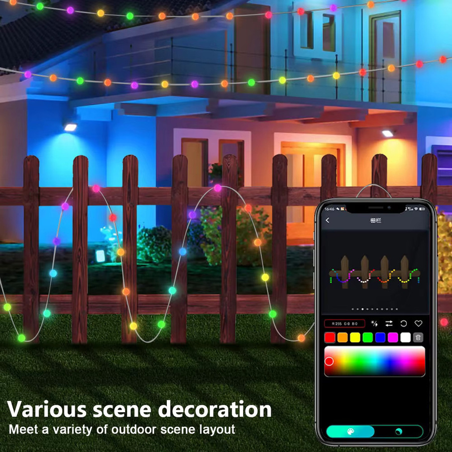 RGB Globus-Lichterkette mit Smart-App-Steuerung und USB-Anschluss, Multicolor Feenlichterkette für Innen und Außen, 10 m - Bild 2