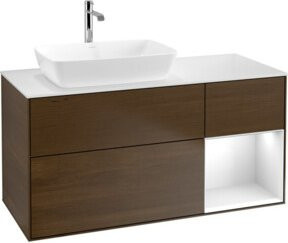 V&B Waschtischunterschrank Finion mit Wandbeleuchtung in Weiß lackiert, Breite: 120 cm, Tiefe: 50,1 cm, Höhe: 50,1 cm - Bild 1