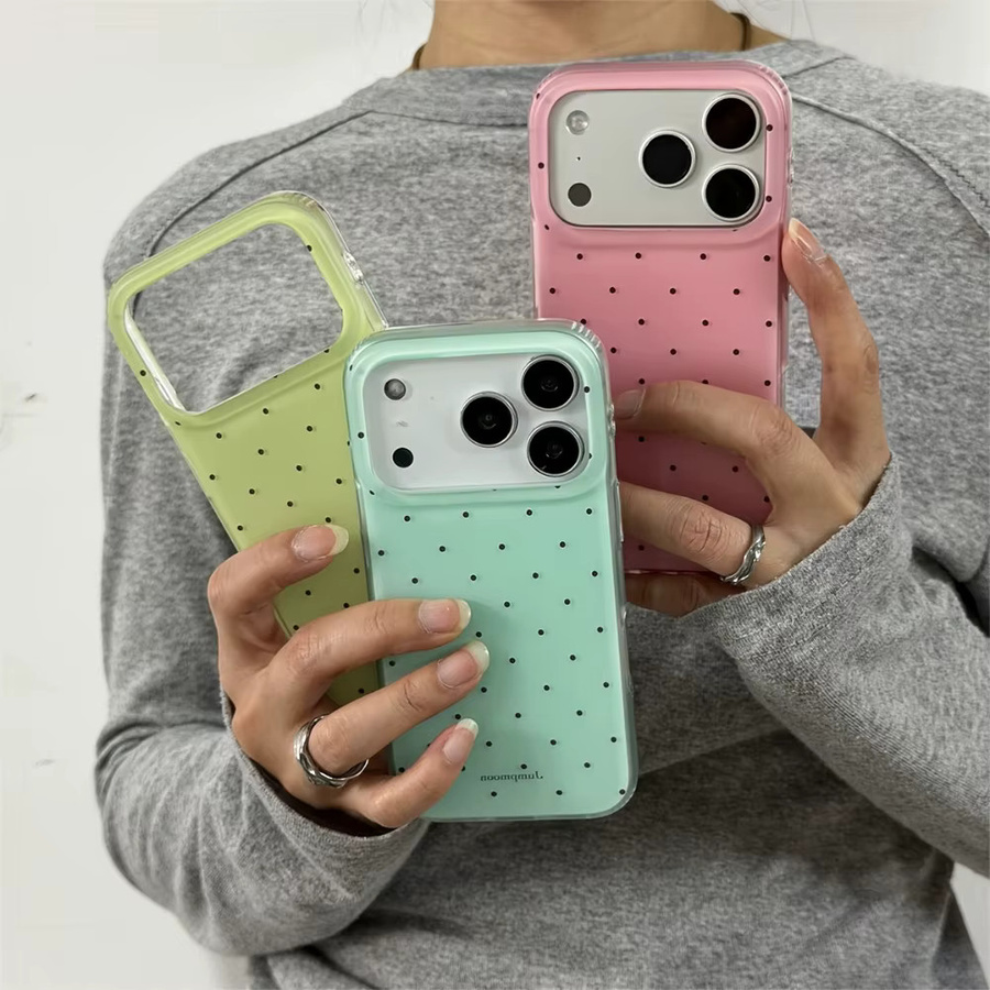 Sturzsichere Handyhülle mit Wellenpunkt-Design in Rosa und Grün für iPhone 11 bis iPhone 17 Pro Max Plus - Bild 1