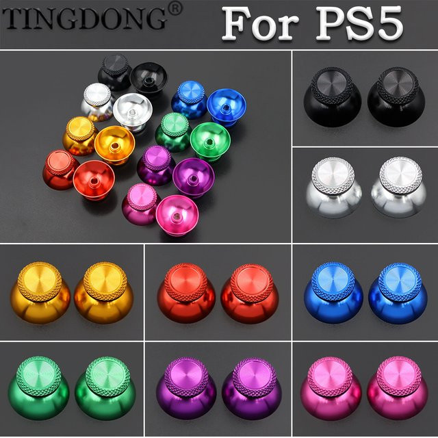TingDong 2 Stück Rocker-Kappen für PS5-Controller aus Aluminiumlegierung in Schwarz - Bild 1