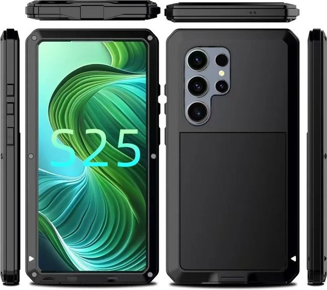 Stoßfeste Schwermetall Handyhülle für Samsung S23 S24 S25 S26 Ultra und S25 S24 Plus, staubdicht und langlebig, in Schwarz oder Silber - Bild 1