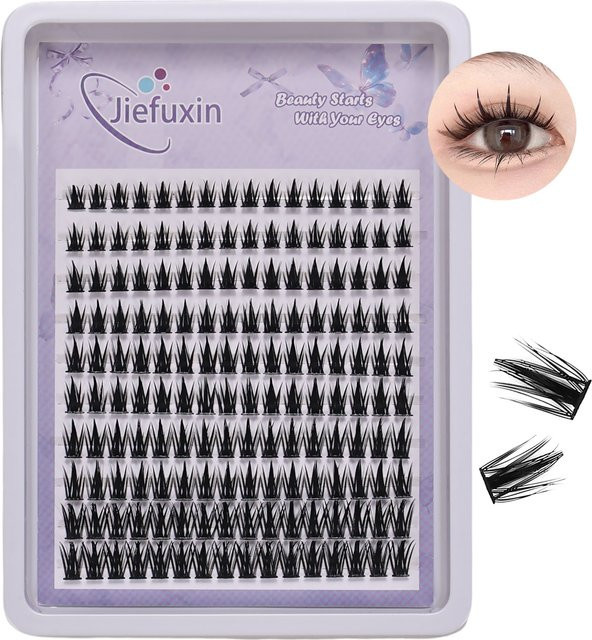 JIEFUXIN Künstliche Wimpern, 160 Stück, Weizenohrform, Segmentiert - Bild 1