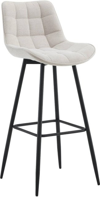 DELUKE Barhocker SYDNEY Tresenhocker mit Lehne aus Samt in Creme und Beige - Bild 1
