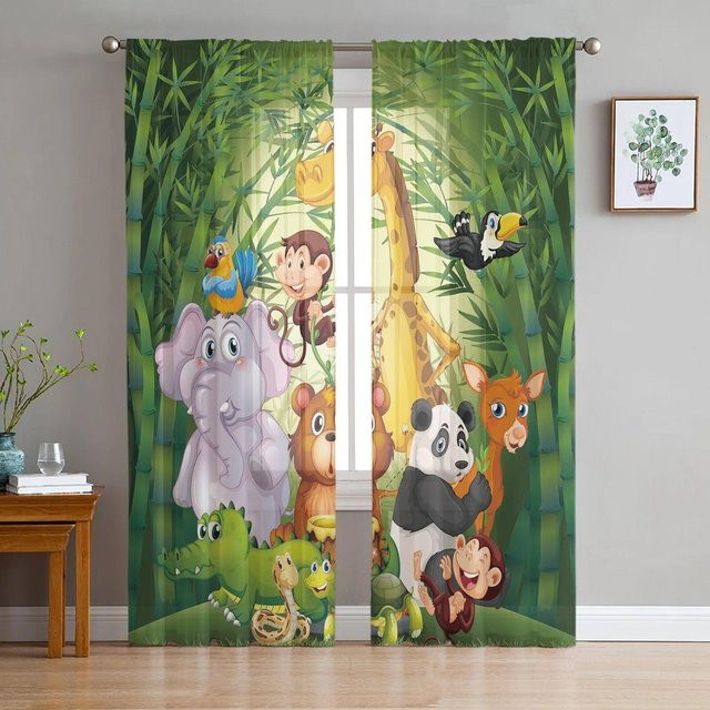 Transparente Giraffen-Voile-Vorhänge von A Family Of Home Textiles in Weiß, Breite: 135 cm, Höhe: 114 cm - Bild 1