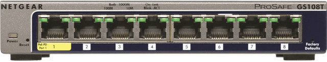 Netgear GS108Tv3 Managed L2 Gigabit Ethernet Switch Grau (GS108T-300PES) - Bild 1
