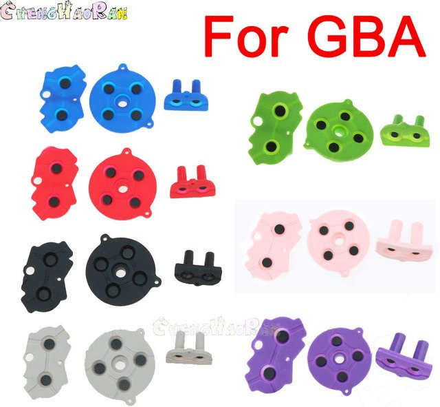 ChengHaoRan Silikon-Leitknöpfe Set für GameBoy Advance GBA in Rosa, Lila und Rot mit A-B, D-Pad und Start-Select-Tastatur - Bild 1