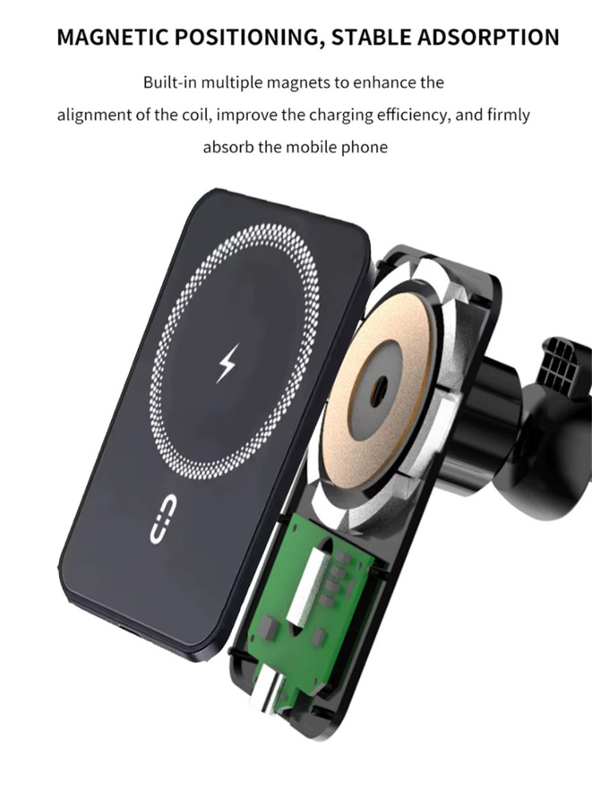 VIKEFON Magnetisches kabelloses Ladegerät und Handyhalterung für MagSafe iPhone 17 16 15 14 13 12 Pro Max XS, Schnellladestation für die Lüftungsschlitze im Auto - Bild 4