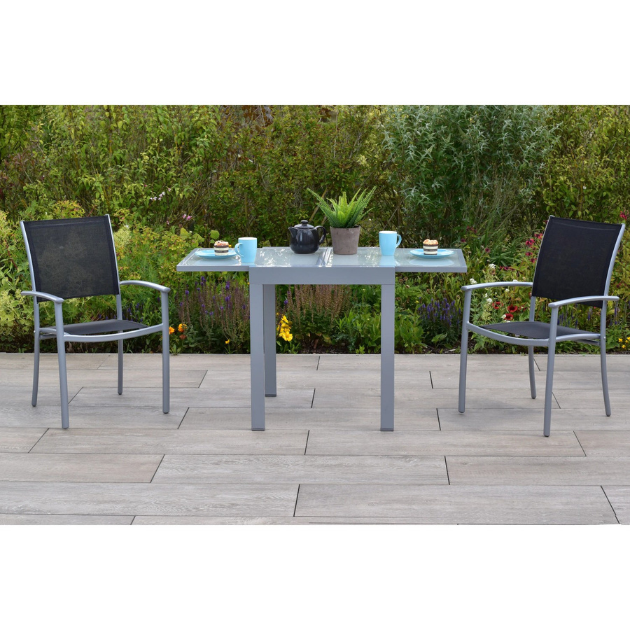 Merxx Milano Balkon-Set 3-teilig mit ausziehbarem Tisch in Schwarz - Bild 2