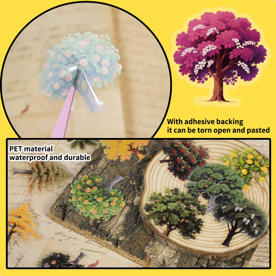 Cartoon Wald Pflanze Aufkleber Set mit transparenten Motiven für DIY Dekoration und Schreibwaren in Multicolour - Bild 4