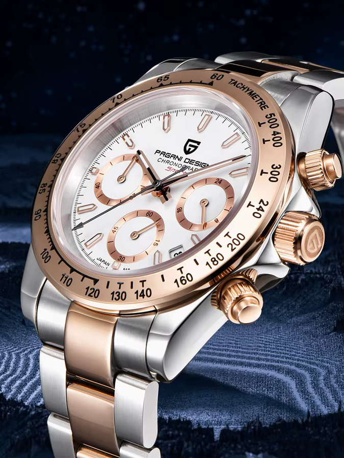 PAGANI DESIGN Chronograph, Quarz, Edelstahl, Gold, Herren - Bild 7