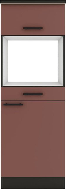 OPTIFIT Nizza407 Küchen-Geräteumbauschrank in Rostrot mit modernem Design und integrierten Schubladen sowie Regalböden, Breite: 60 cm - Bild 1