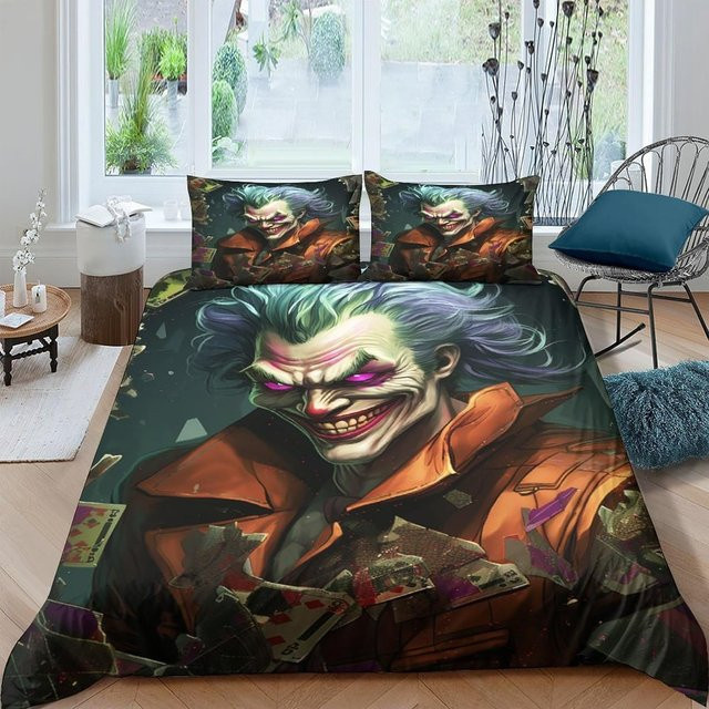 Joker Bettwäsche-Set mit 3D-Druck aus Mikrofaser für Kinder, bestehend aus Bettbezug und Kissenbezügen, Mehrfarbig, B/H: 70 x 133 cm - Bild 1