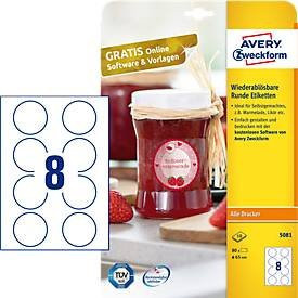 AVERY Zweckform Klebeetiketten blanko rund weiß Ø 65 mm für alle Drucker - Bild 1