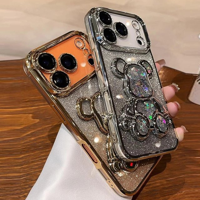 Bunte Handyhülle mit fließendem Sand und Bären-Design für iPhone 11 bis iPhone 17 Air Pro Max Plus in Orange und Multicolour - Bild 1