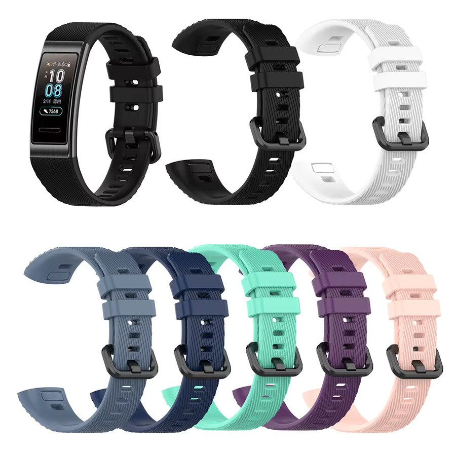 Huawei Uhrenarmband Silikon, Schwarz, Huawei Band 3/3 Pro/4 Pro - Bild 3