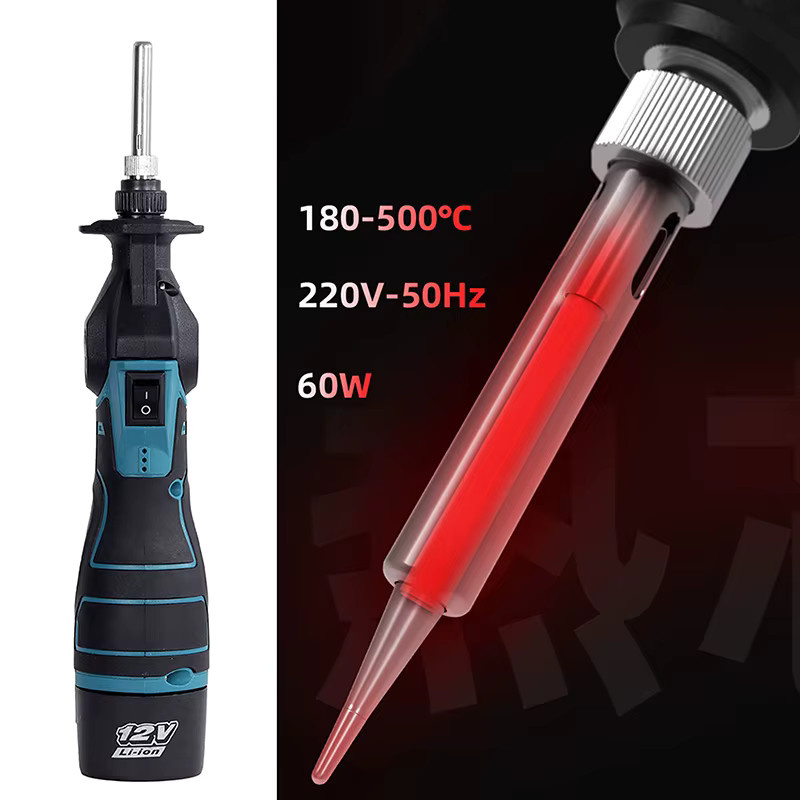 Elektrischer 12-V-Lithium-Ionen-Lötkolben mit einstellbarem Winkel von 0–90 Grad und konstanter Temperatur, tragbare Lötpistole mit EU-Stecker in Rot und Schwarz - Bild 4