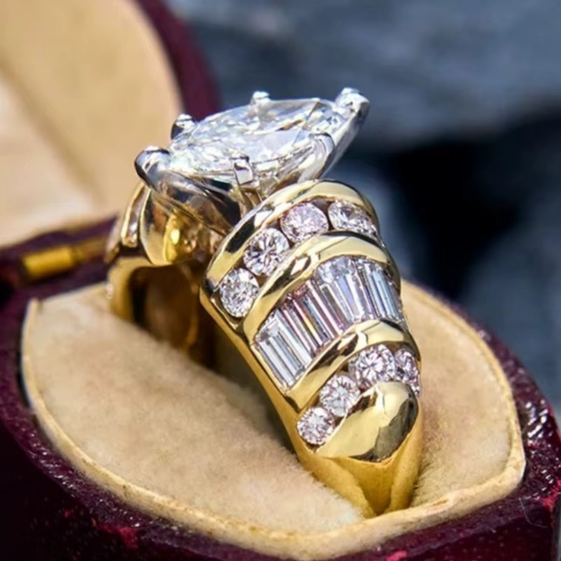 Huitan Damenring, Bicolor, Gelbgold, Zirkonia - Bild 2