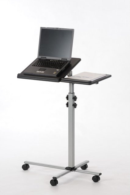 Vaja Möbel Laptop-Tisch Tom in Schwarz, höhenverstellbarer Computer-Tisch mit neigbarer Platte und Rollen - Bild 1