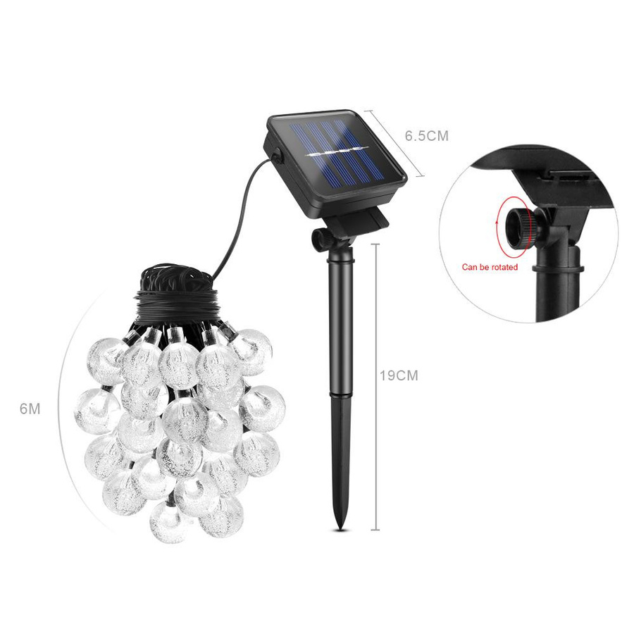 MALITAI Solar LED Kristallkugel Lichterkette mit 30 LEDs in Warmweiß für Garten, Hochzeit und Weihnachten, Wasserdicht - Bild 5