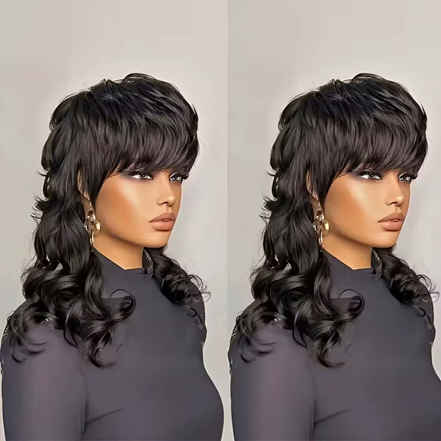 OYM HAIR Pixie-Perücke, lockere Wellen, Echthaar, 180 % Dichte, Damen - Bild 3