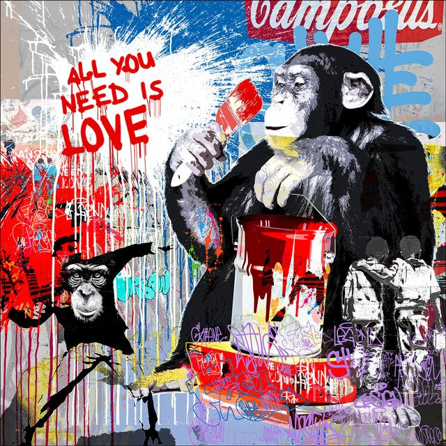 Glasbild Painting Monkey von PRO ART, bunt, B/H: 30 x 30 cm - Bild 1