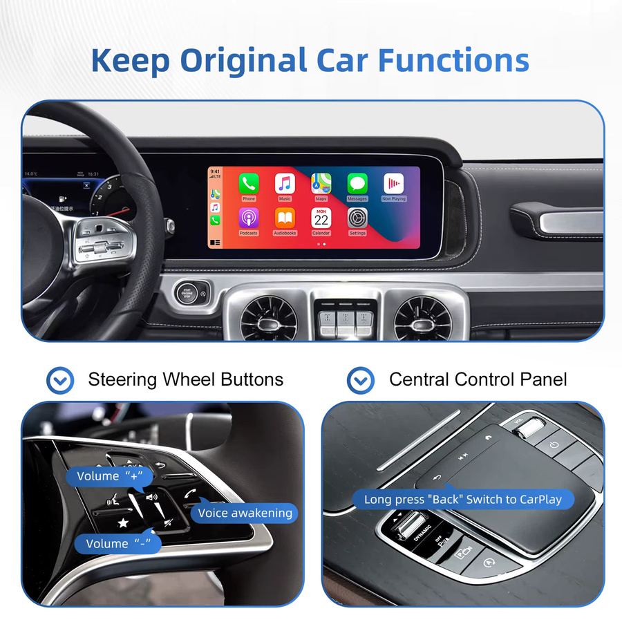 Ezonetronics Kabelloses CarPlay und Android Auto Nachrüstkit für Mercedes Benz NTG 6.0 MBUX System ab 2019 in Silber - Bild 5