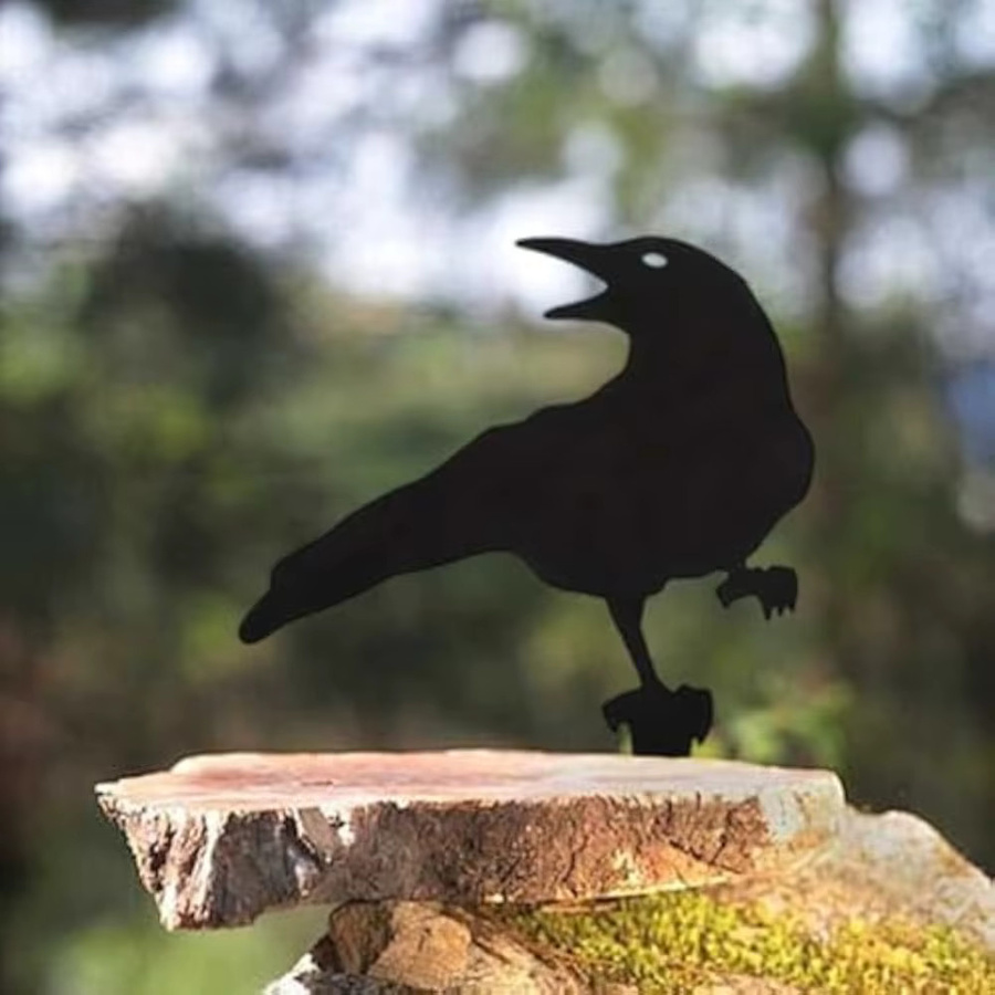 CIFBUY Gotische Raben-Metallwandkunst in Schwarz als Deko für Außenbereich und Halloween - Bild 2