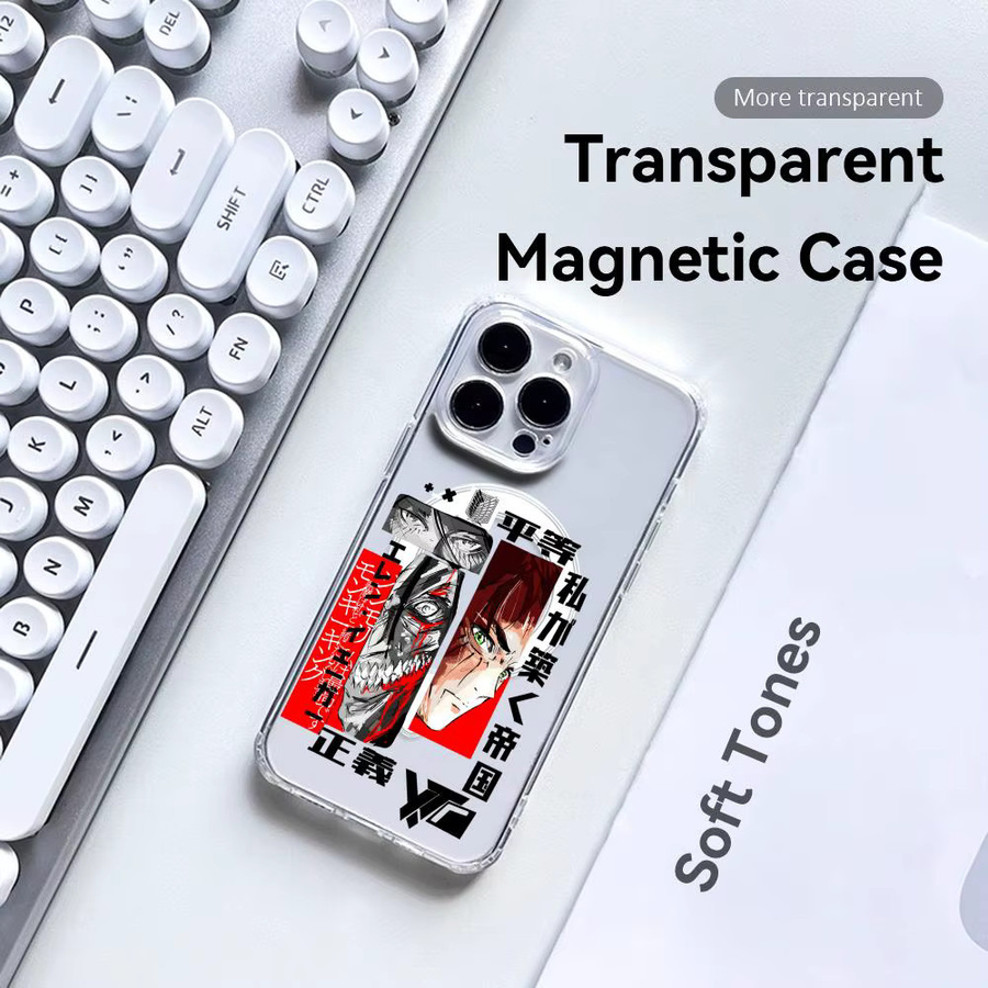 Anime A-Attack On Titan Magnetische Transparente Handyhülle für Apple iPhone 17 16 15 14 13 12 Pro Max Plus mit kabelloser Abdeckung - Bild 3