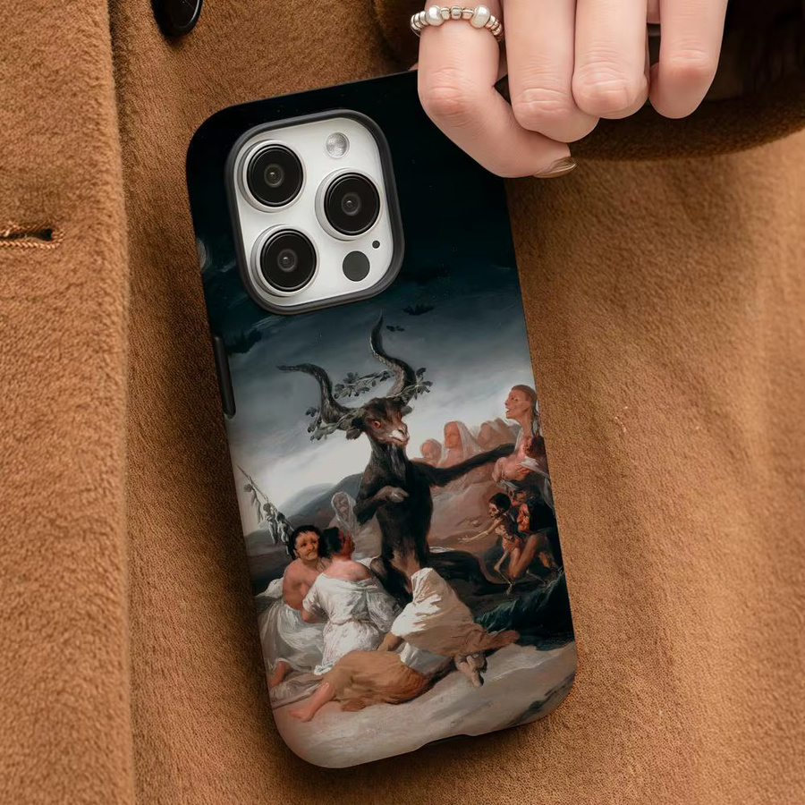 Francisco G-Goya Art Handyhülle für iPhone 12 bis 17 Pro Max Plus, glänzende HD-Doppelschicht-Flüssighartschale, weiß/mehrfarbig - Bild 3