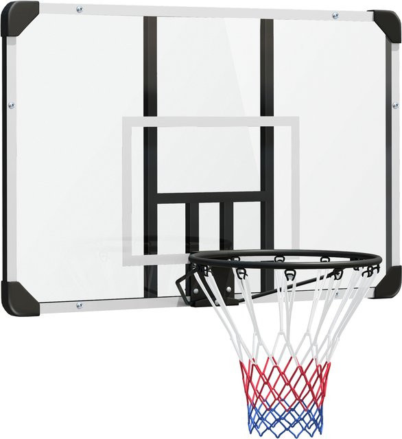 SPORTNOW Basketballkorb Wandmontage mit Basketballbrett und Netz Weiß - Bild 1