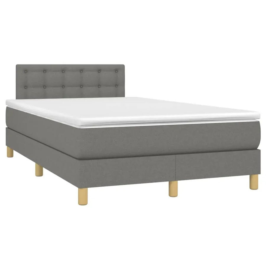 vidaXL Boxspringbett mit Matratze in Dunkelgrau, Hybridbett mit LED-Unterbettbeleuchtung und USB-Ladeanschluss, B/T: 120 x 190 cm - Bild 2