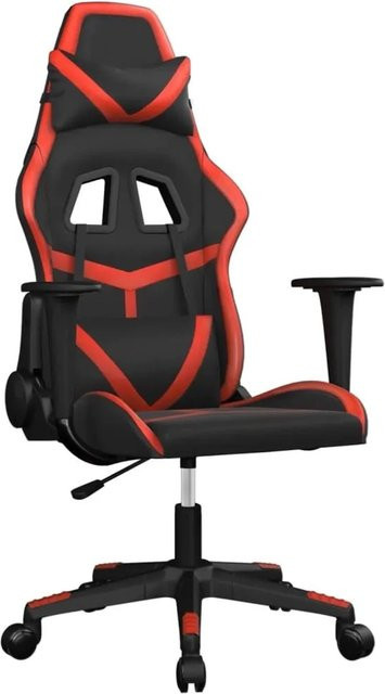 vidaXL Gaming-Stuhl mit Massagefunktion in Schwarz und Rot aus Kunstleder mit Armlehnen und 360-Grad-Drehfunktion - Bild 1