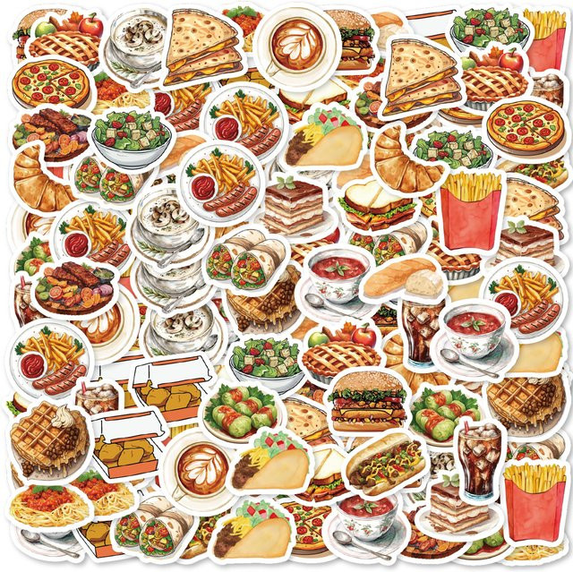 etori life DIY-Aufkleber, Burger Pizza Kaffee, 46-teiliges Set - Bild 1