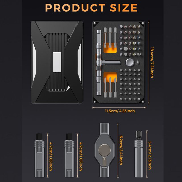 E·DURABLE 74-in-1 T-Griff Ratsche Schraubendreher Set mit magnetischen Bits als Reparatur Kit für Heimwerker - Bild 1