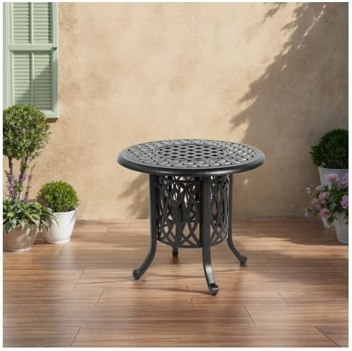 MUVOE Aluminium-Gartentisch mit integriertem Eisbehälter und verstellbaren Füßen als kompakter Outdoor-Couchtisch - Bild 1