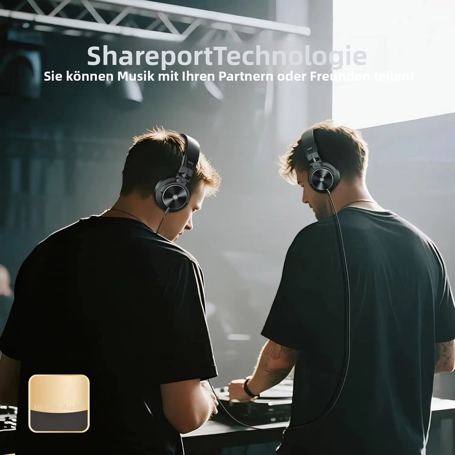 Ortizan Kabelgebundene Over-Ear-Kopfhörer in Schwarz mit 50-mm-Treibern und 3,5-mm-Audiobuchse für Studio-Monitoring, DJ und Recording - Bild 4